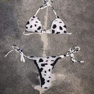 Velvet cow print bikini